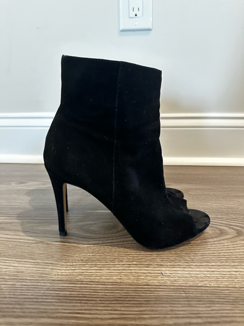 Jessica Simpson Black Suede Peep-Toe Ankle Booties